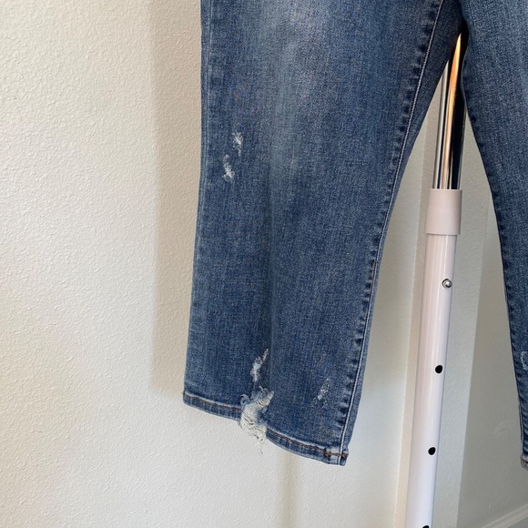 Judy Blue Roxanne Hi-Rise Button-Fly Distressed Hem Cropped Wide Leg Jeans - Picture 9 of 10